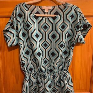 Michael Kors Blue, Black and White Graphic Blouse